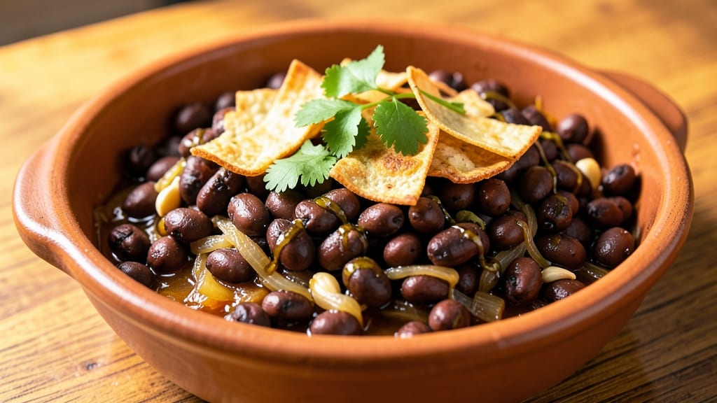 Black Bean Frijoles Recipe: Smoky Cumin and Tortilla-Crusted Heartiness