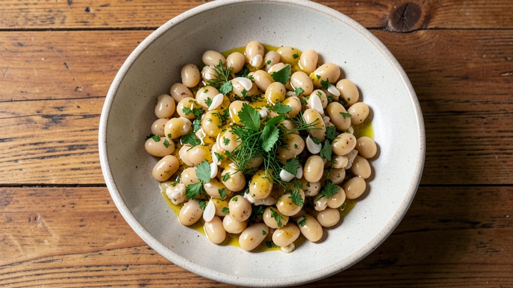 Bean Salad Dinner Recipe: Crunchy Tortilla Crowns Over Creamy White Beans