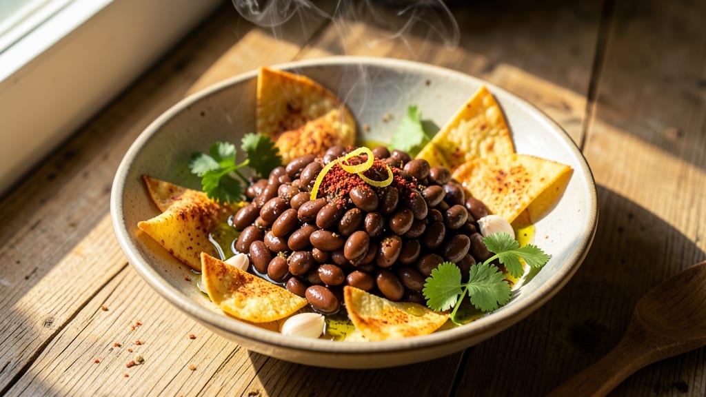 Basic Bean Recipe: Smoky Garlic Roast With Crispy Tortilla Topping