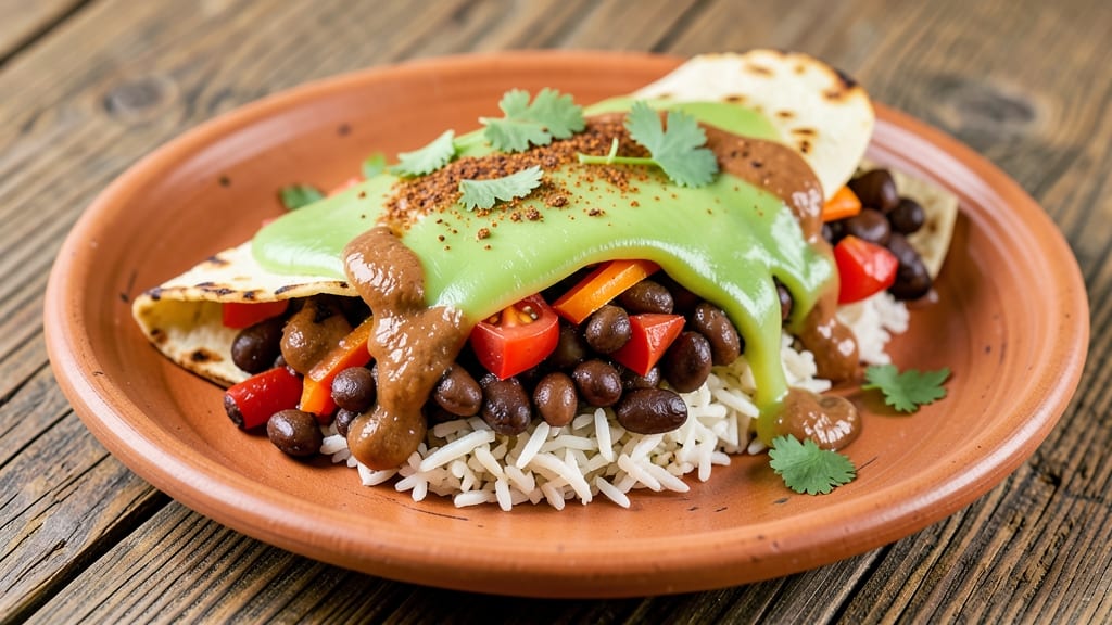 Black Bean Burrito Recipe Vegetarian: Crispy Tortilla Crunch Over Creamy Spiced Beans