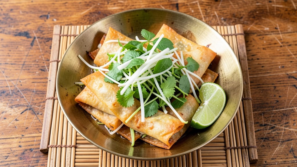 Bean Sprout Lumpia Recipe: Crispy Rice Paper Rolls With Fresh Herbs Inside