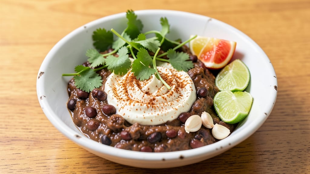 Black Bean and Cream Cheese Dip Recipe: Crispy Tortilla Crowns Over Velvety Base