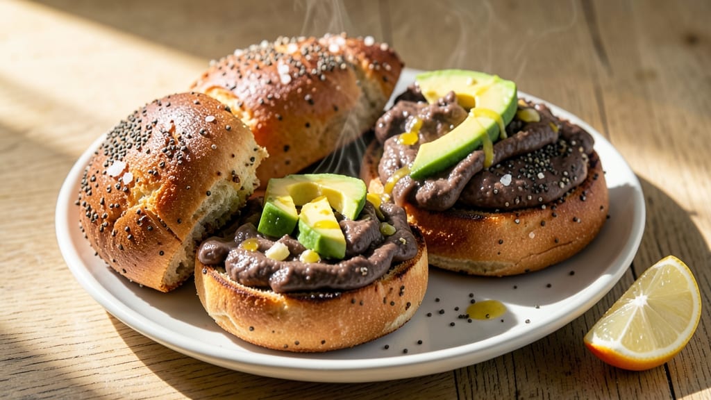Black Bean and Cheese Bagel Recipe: Toasted Everything Spice Crunch