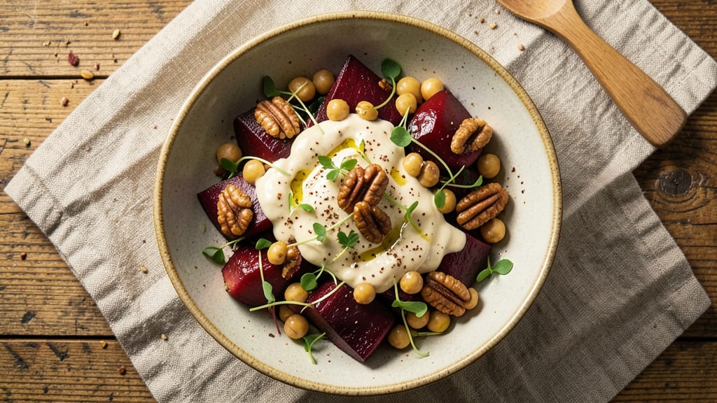Beet and Bean Salad Recipe: Earthy Sweetness With Crunchy Walnut Topping
