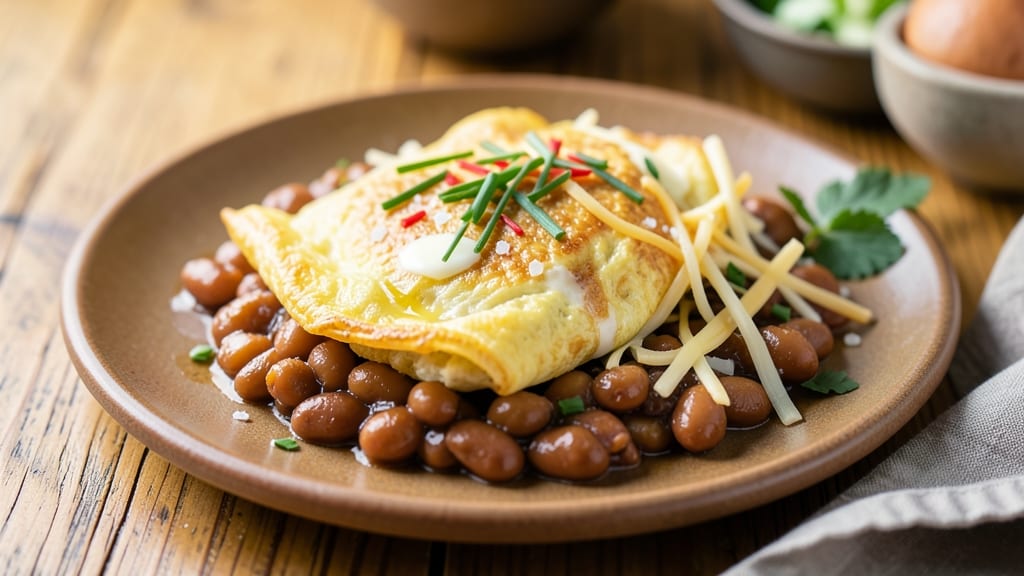Baked Bean and Egg Omelette Recipe: Smoky-Sweet Crunch Over Fluffy Eggs
