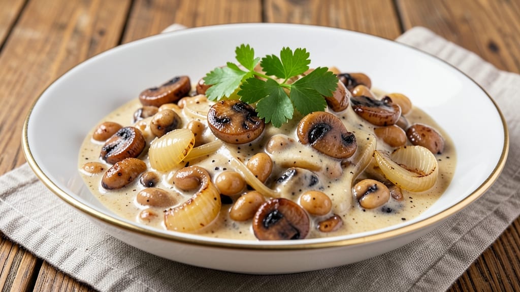 Bean Stroganoff Recipe: Creamy Mushroom and Mustard Velouté