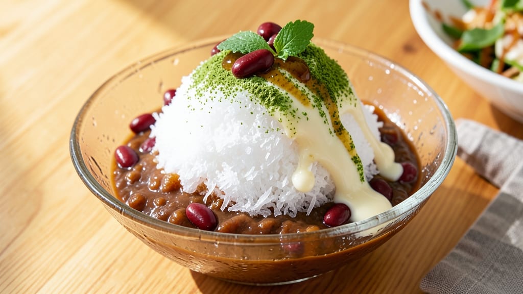 Azuki Bean Shaved Ice Recipe: Sweet Red Bean Swirls With Creamy Matcha Twist