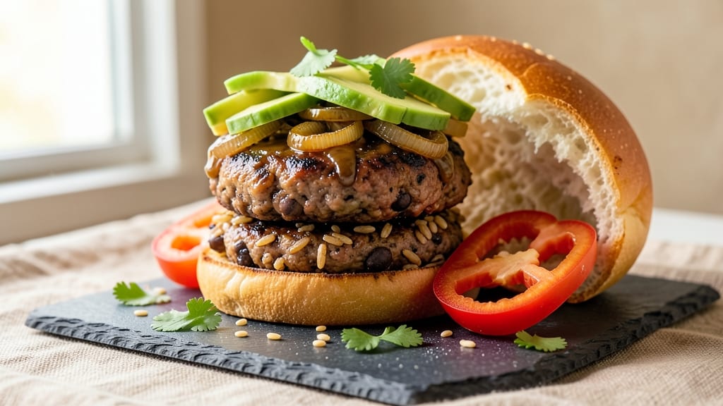 Black Bean and Wild Rice Burger Recipe: Hearty Veggie Stack With Crispy Edges