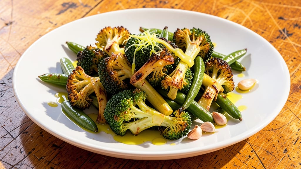 Broccoli and String Beans Recipe: Garlic-Lime Roasted Vibrancy