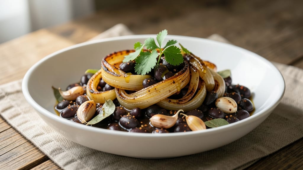 Black Bean and Onion Recipe: Smoky Cumin Caramelized Onion Topping