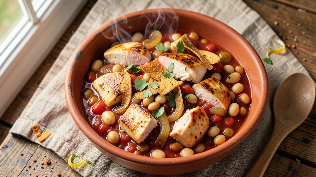 Betty Crocker White Bean Chicken Chili Recipe: Crispy Tortilla Crowns Over Creamy Spiced Base