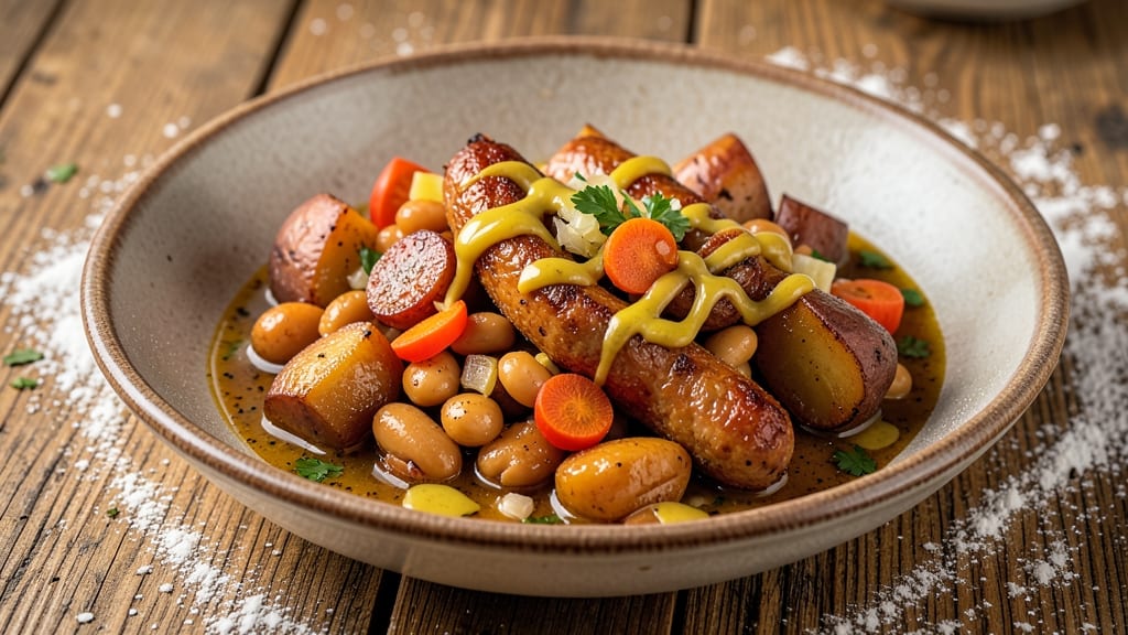Blauhilde Beans Recipe: German-Style Smoked Sausage and Mustard Baked Delight