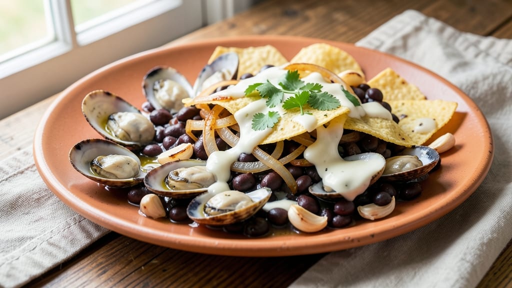 Black Bean and Clams Recipe: Savory Tomato-Cream Base With Crispy Tortilla Crowns