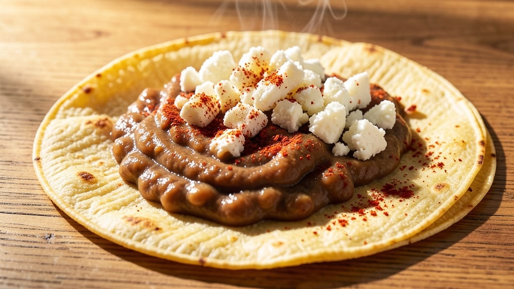 Bean and Cheese Breakfast Tacos Recipe: Crispy Tortilla Crowns Over Melty Queso Streaks