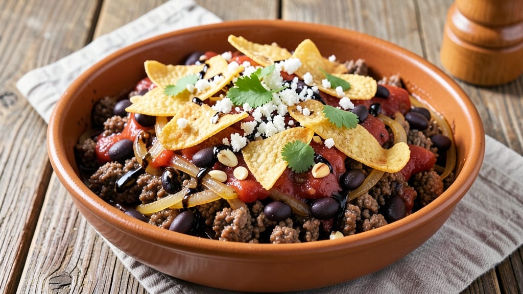 Black Bean and Minced Meat Recipe: Smoky Tortilla-Crusted One-Pot Heartiness