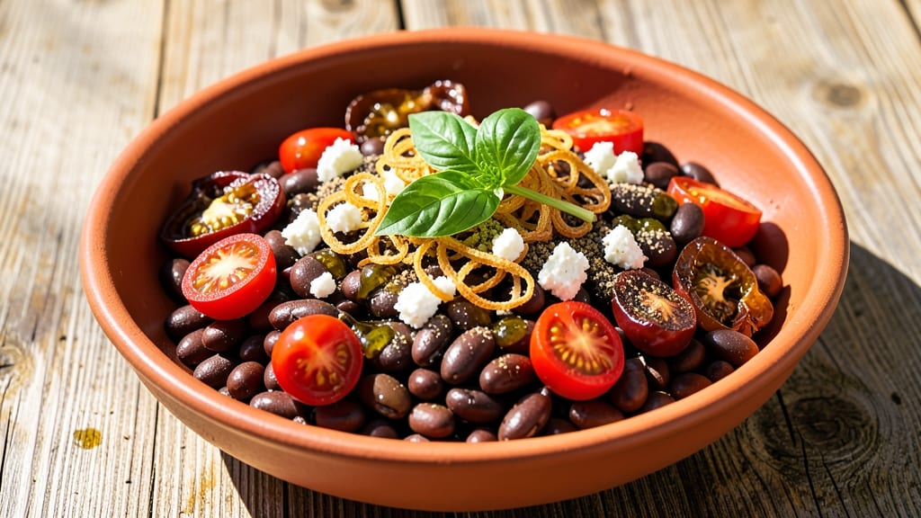 Black Bean Mediterranean Recipe: Crispy Tortilla Crowns Over Lemon-Herb Cheese Streaks