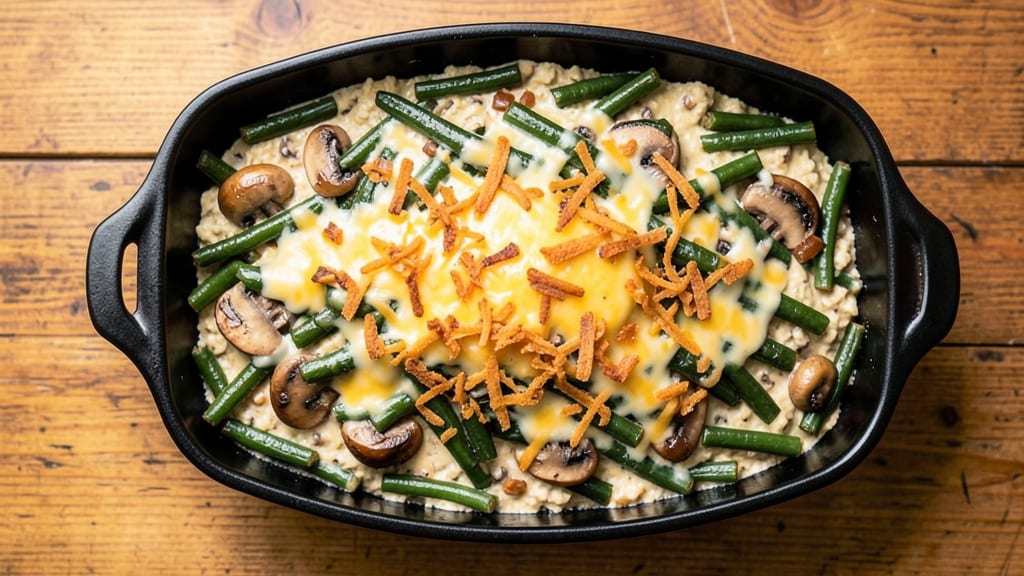 Black Green Bean Casserole Recipe: Crispy Top, Creamy Mushroom, and Bacon Bits