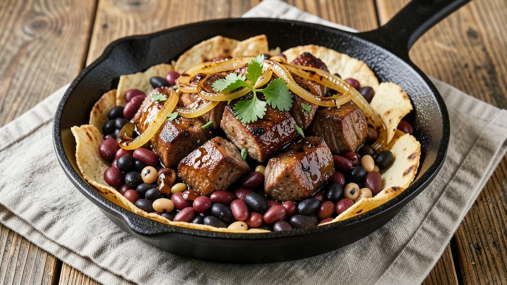 Beef and Bean Roundup Recipe: Hearty Chili with Crispy Tortilla Toppers