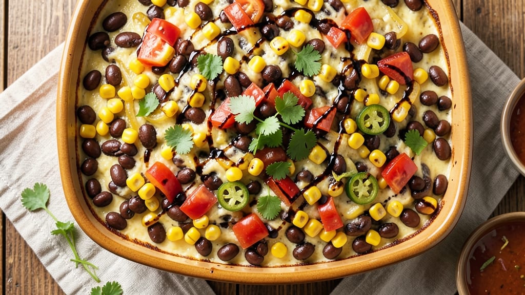 Black Bean and Corn Casserole Recipe: Crispy Tortilla-Topped Comfort in One Pan
