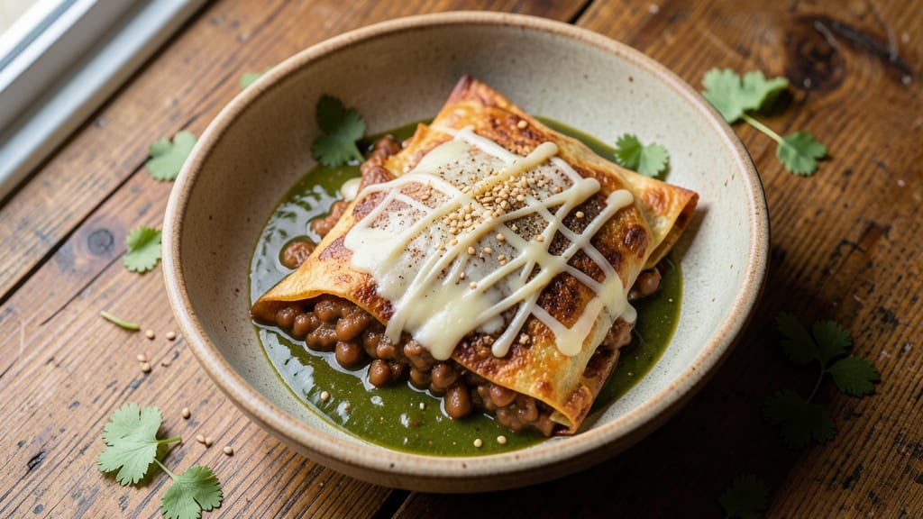 Bean Chimichanga Recipe: Crispy Tortilla Crowns Over Gooey Cheese Rivers