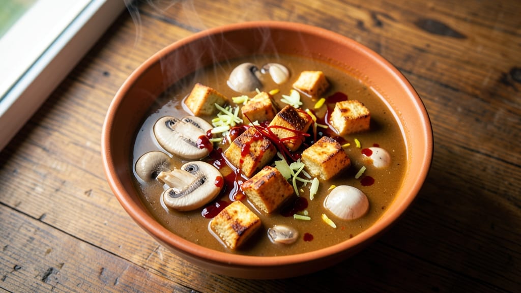 Bean Paste Soup Recipe: Crispy Tortilla Crowns Over Savory Spiced Base