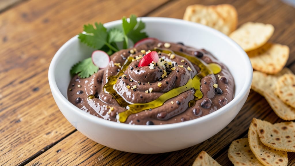 Black Bean Caviar Dip Recipe: Crunchy Tortilla Crowns Over Creamy Lime Zest Base