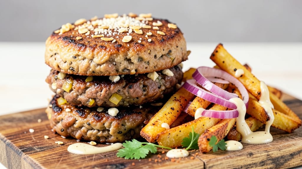 Bean Burger and Flowtato Fries Recipe: Crispy-Fried Plant Power Duo